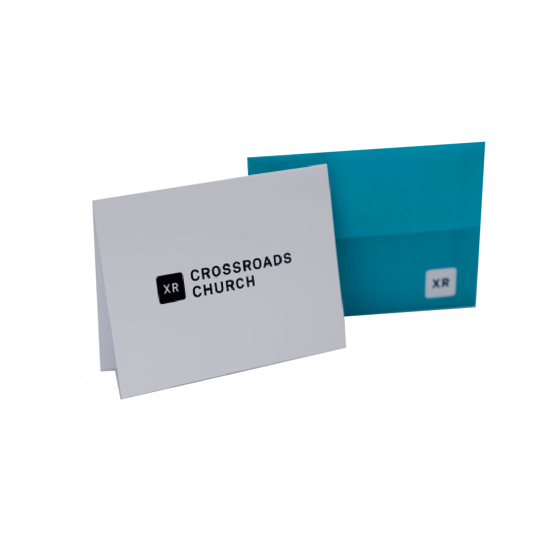 Custom church greeting cards with envelope for outreach and pastoral care — full-color printing by VIVID