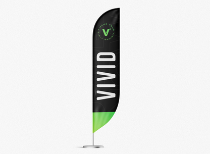 Custom feather flag for outdoor church events and parking lots — full-color printing by VIVID