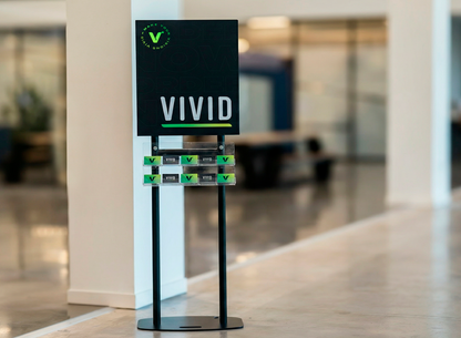 VIVID invite card display — detail view showing print quality and finish