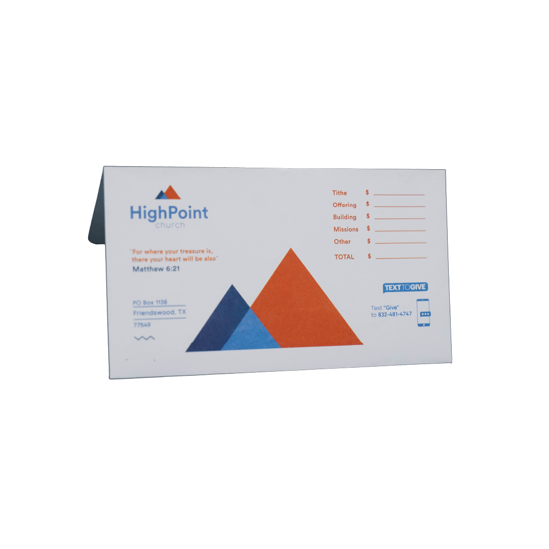 Custom church giving envelopes for tithes and offerings — professionally printed by VIVID