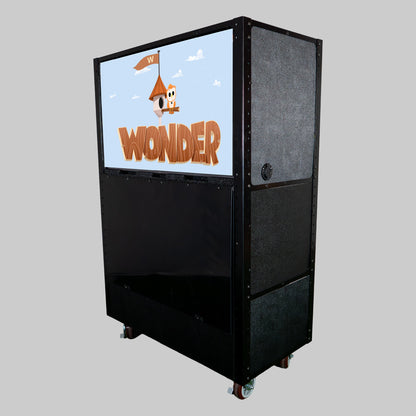 Portable 50-inch TV cart for church kids ministry by VIVID — 1,000 lb capacity, 11 storage bins